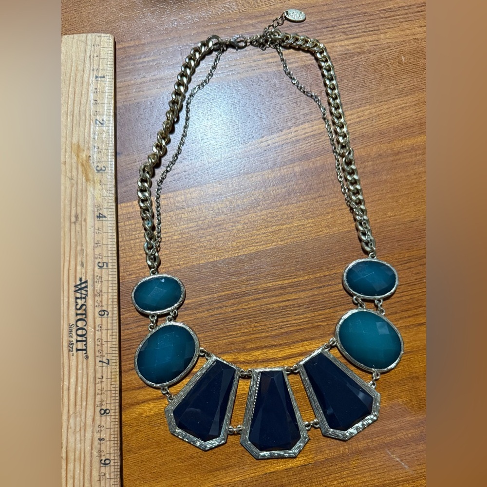 Vintage Elegant Gold and Blue/Green Statement Necklace